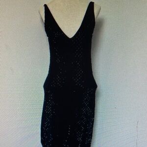 ZARA Little Black Knit Sleeveless beaded Dress size Medium (376)